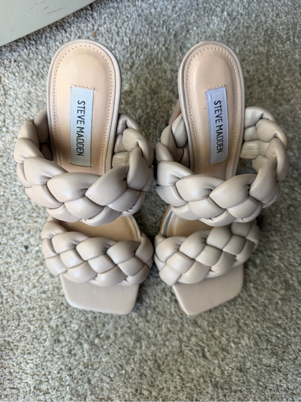 Steve Madden Braided Double-Strap Slide Sandals in Light Beige